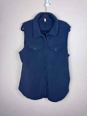 Evaless Navy Blue Sherpa Fleece Vest Womens size XL